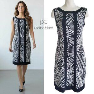 60s Mod Print Retro Nina Ricci Style Sleeveless Dress Black & White Shift Dress